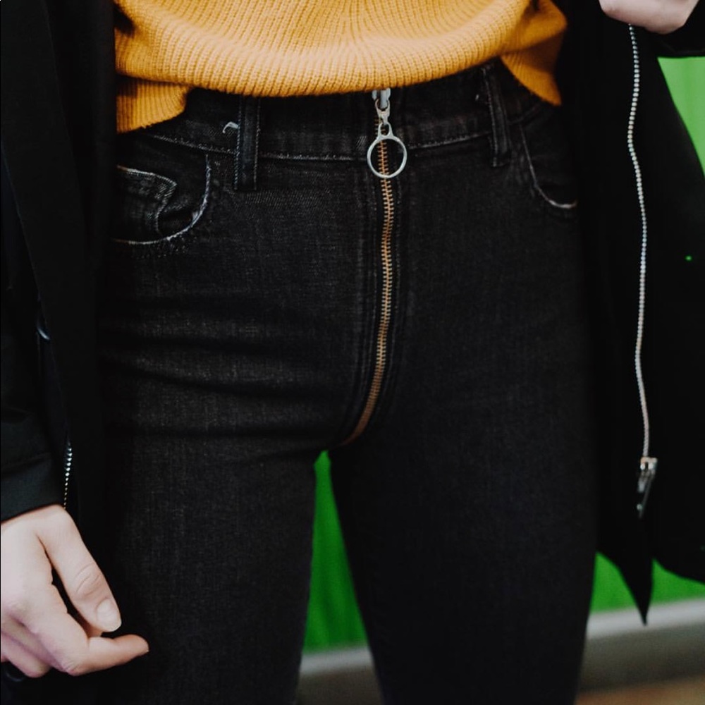 REVICE denim Yin Yang black zipper pants brand new
